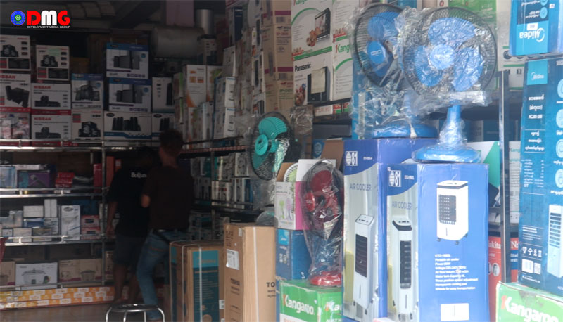 An electronics shop in Sittwe.
