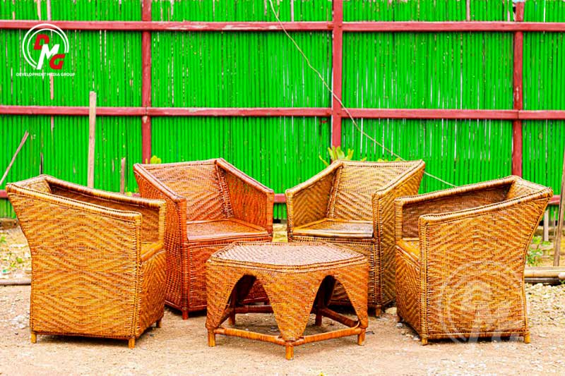 A rattan chairs produced by Mya Tazaung Foundation.