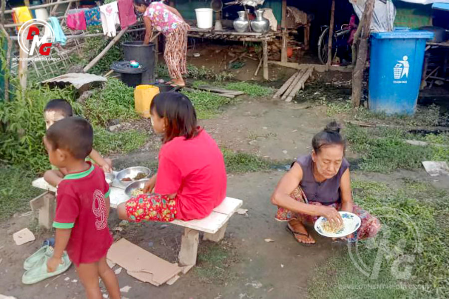IDPs in downtown Rathedaung are pictured on December 4.