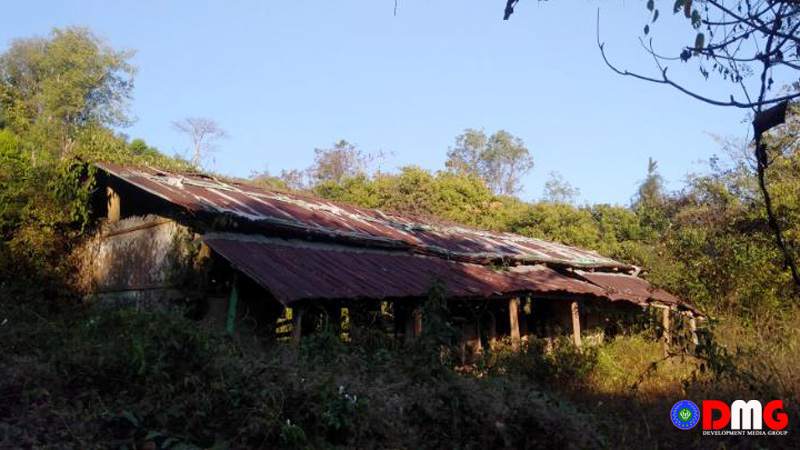 A collapsed school building in Lithun Village, Myebon Township.