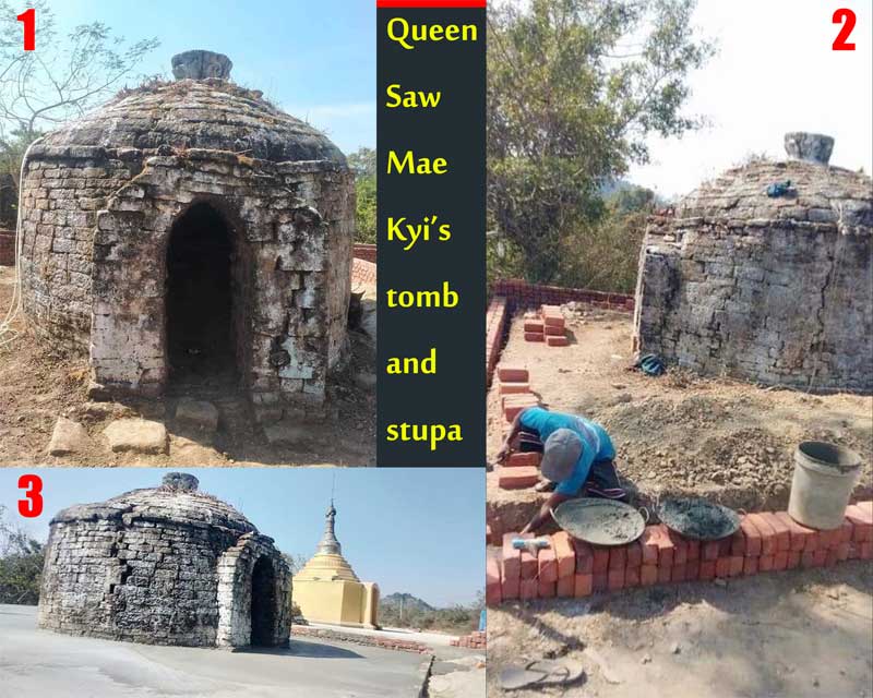 An original photo of Queen Saw Mae Kyi’s tomb and a stupa. Concrete pavement (Photo – 2) After the concrete pavement was completed. (Photo – 3) 