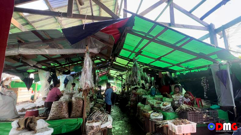 The fishmongers’ corner of Sittwe’s central market on July 17.