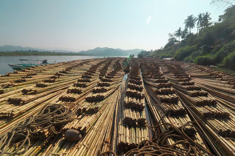 A bamboo raft in the Lay Myo River. (Photo: Htet Aung Kyaw)