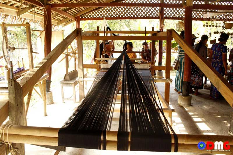 A weaving workshop in Warr Bo Village, Sittwe Township, in May 2023.