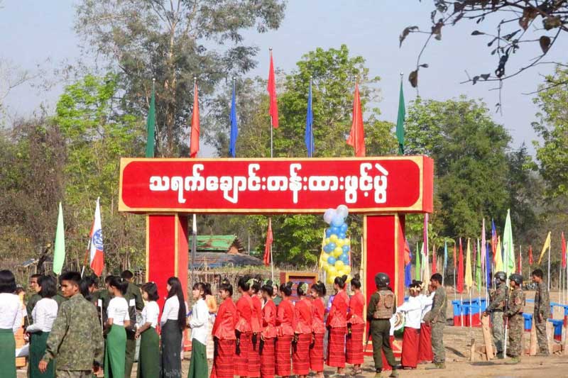 An event to open the Thayetchaung Bridge, built by the Arakan Army, was held in Rathedaung Township on March 25. (Photo: May Yu Tun)