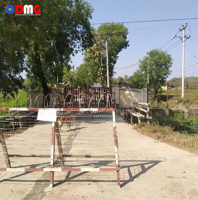 A junta security checkpoint on the Angumaw-Maungdaw road pictured early this month.