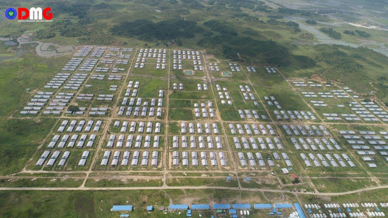 An aerial view of the Hla Poe Kaung transit camp. (Photo: DMG)