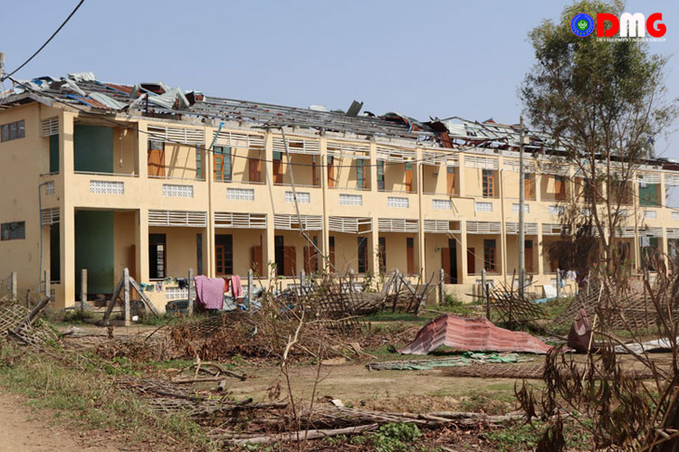 A middle school damaged by Cyclone Mocha in Sabahtar Village, Rathedaung Township, is pictured on May 19.