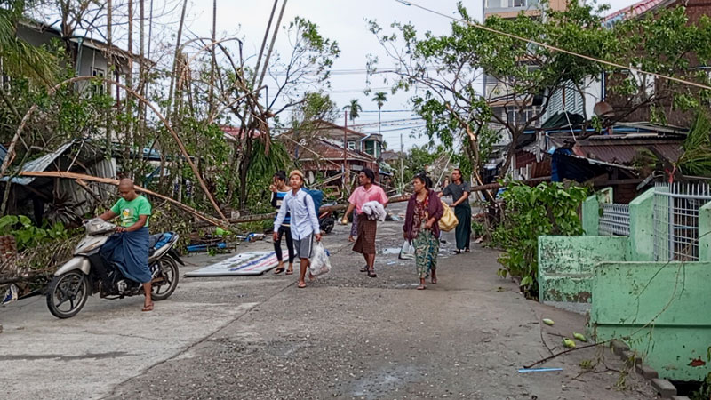 Photo shows Sittwe in the aftermath of Cyclone Mocha.