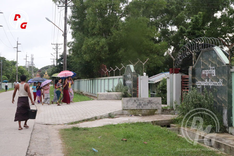 A scene in front of Kyaukphyu Education College in 2021.