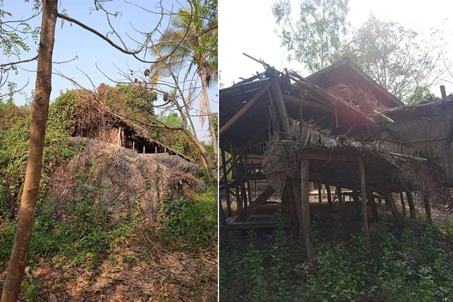 Empty houses in Baung Dwet Village in 2022. (Photo: Win Naing)