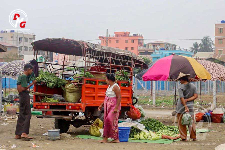 Some vendors near BXT port in Sittwe are pictured in November 2022.
