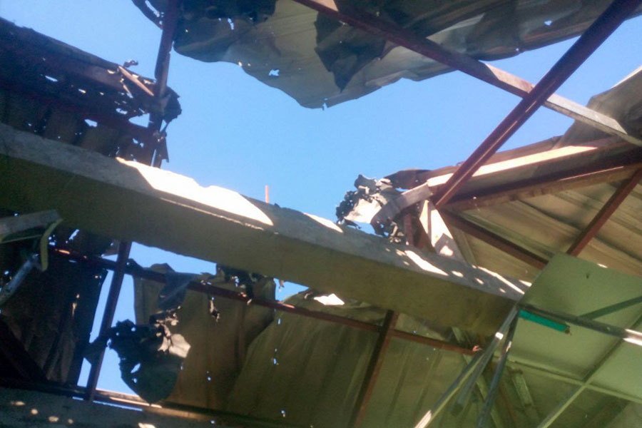 Houses damaged by junta artillery strikes in Minbya. (Photo: CJ)