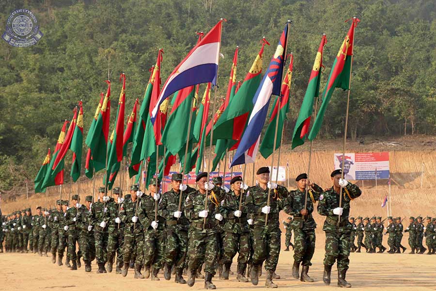 Karen National Union (KNU) troops at a parade in January 2019.