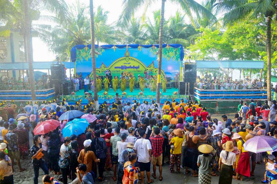 The regime’s central pandal in Kyaukphyu during Thingyan 2022.