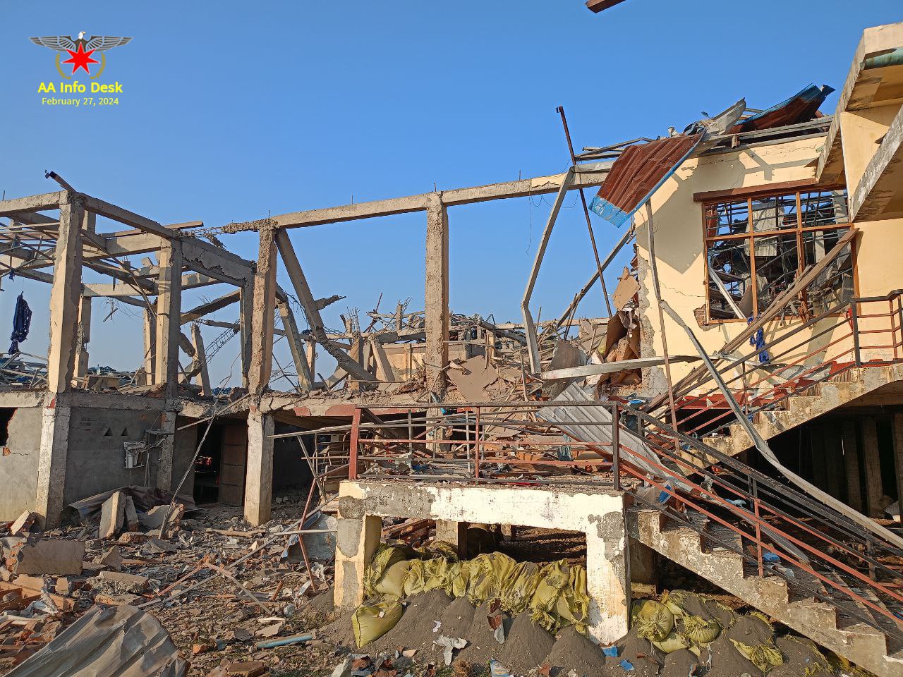 The Minphu rural healthcare centre in Minbya Township was destroyed by a junta airstrike in February.