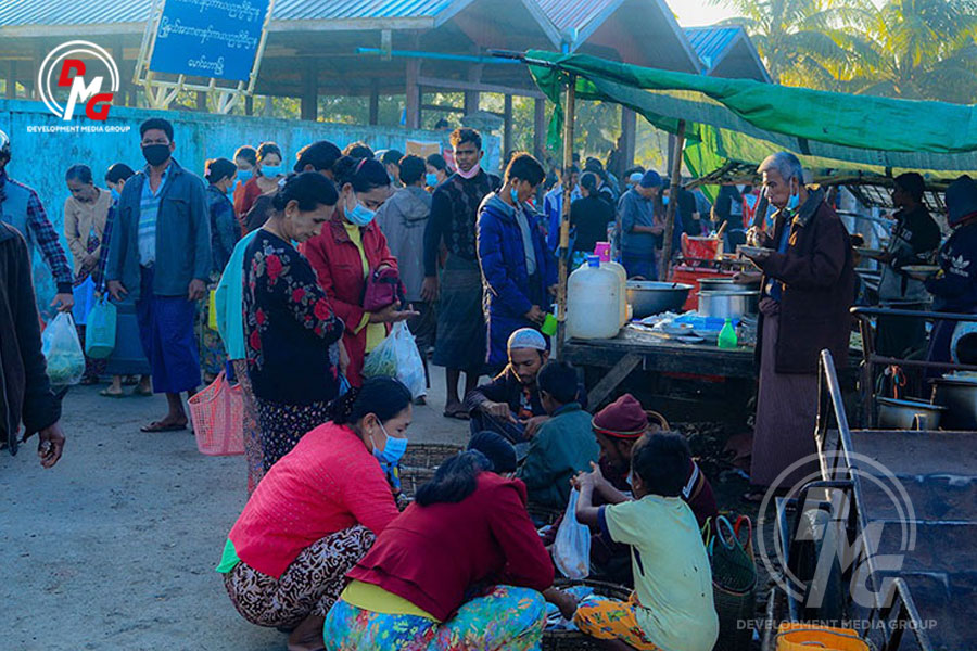 A local bazaar in Maungdaw is pictured in December 2021.
