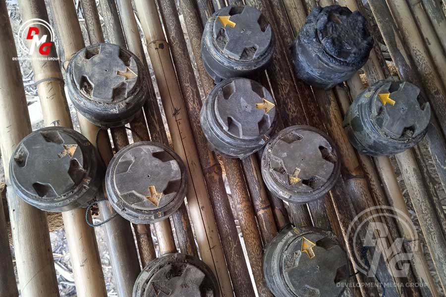 Junta landmines seized in Kyaukphyu Township, Arakan State.