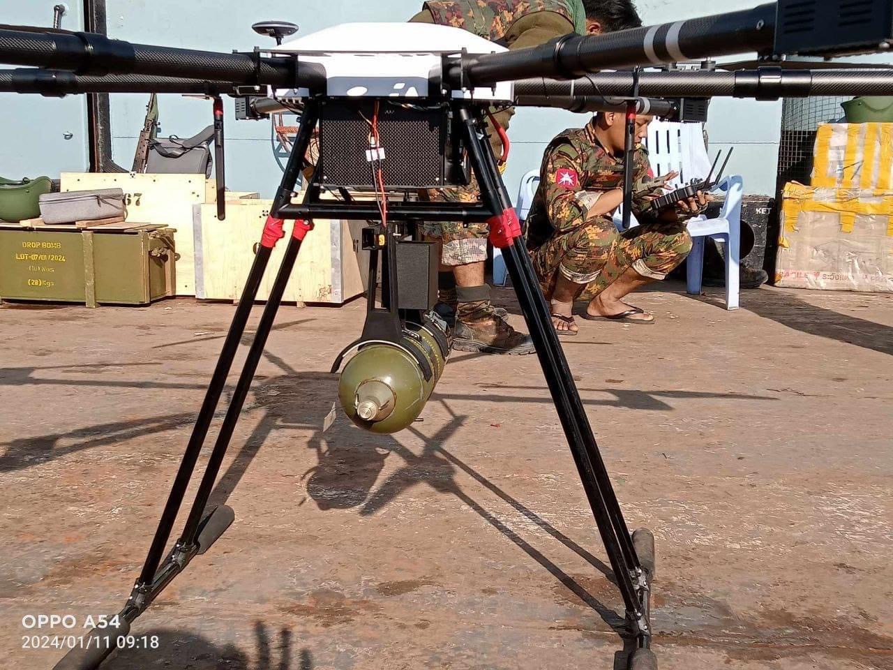 Junta soldiers are seen practicing drone warfare earlier this year. 