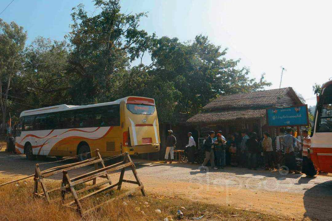 The junta's Sarnitaung security checkpoint at an entrance to Thandwe. (Photo: DCBNA)