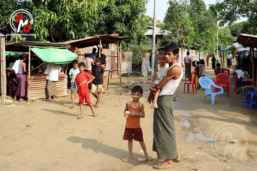 A downtown scene in Buthidaung is pictured in June 2024.