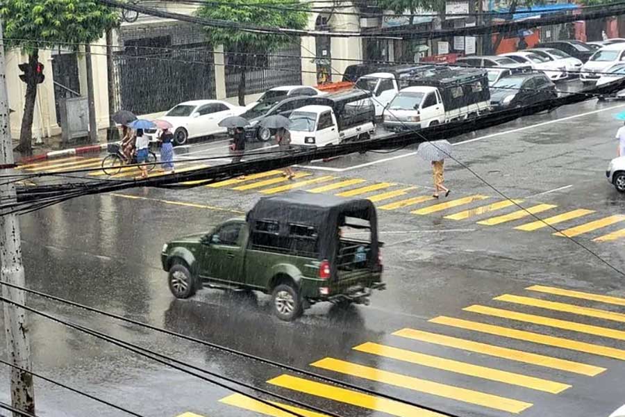 A junta military truck in Yangon. (Photo: CJ)