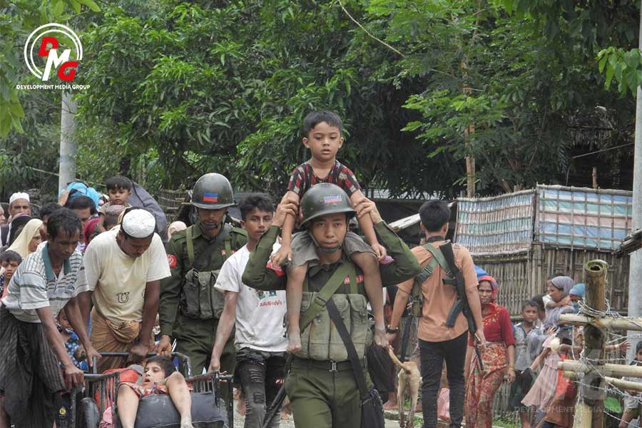 The AA has evacuated thousands of people trapped by fighting in Maungdaw.