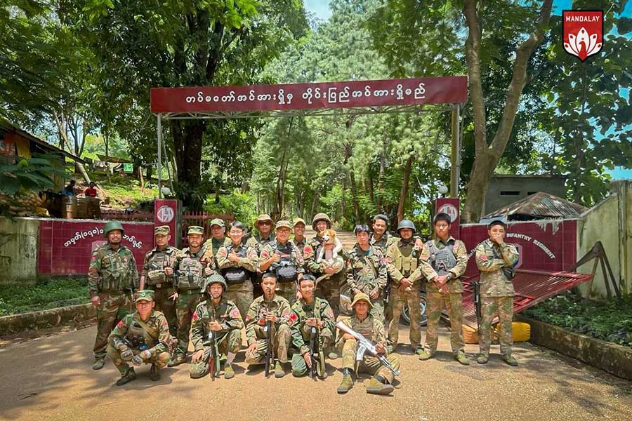 MDY-PDF and allied groups after defeating Infantry Battalion No. 148 in Thabeikkyin Township, Mandalay Region, on August 10, 2024. (Photo: Mandalay PDF)