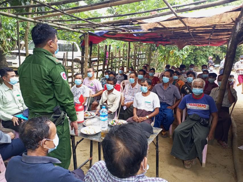 Junta officials urge residents to form ‘people’s security teams’ in Manaung Township, Arakan State, in November 2022.