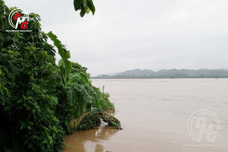 The water level of the Laymyo River is pictured on August 3.