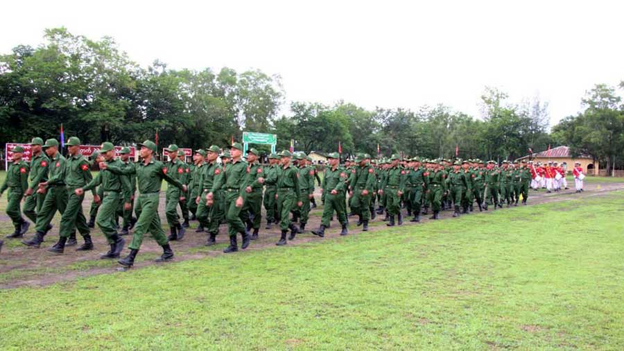 ပုံစာ - ပြည်သူ့စစ်မှုထမ်းအမှတ်စဉ် (၃) သင်တန်းတက်သားများအား ၂၀၂၄ ခုနှစ်၊ ဇွန်လအတွင်း တွေ့ရစဉ်။ ဓာတ်ပုံ - ပြည်သူ့စစ်မှုထမ်းများစုစည်းရာ (တယ်လီဂရမ်)