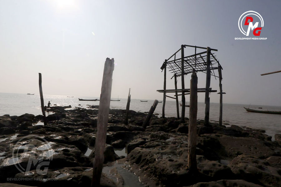 The remains of Kyauknimaw Village destroyed by fire following junta airstrikes in Ramree Township. Photo: DMG